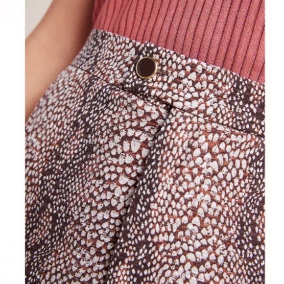 Anthropologie Snake Print Skirted Wide-Leg Pants in Brown Sz 10 - Picture 2 of 10